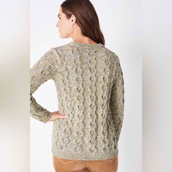 J. Jill Super-Soft Chenille Cable-Knit Crewneck Sage Sweater | XL Petite - Picture 3 of 9